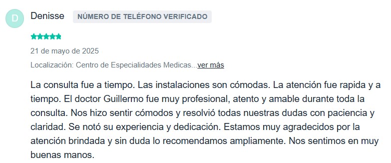 Testimonio consulta gineco obstetra
